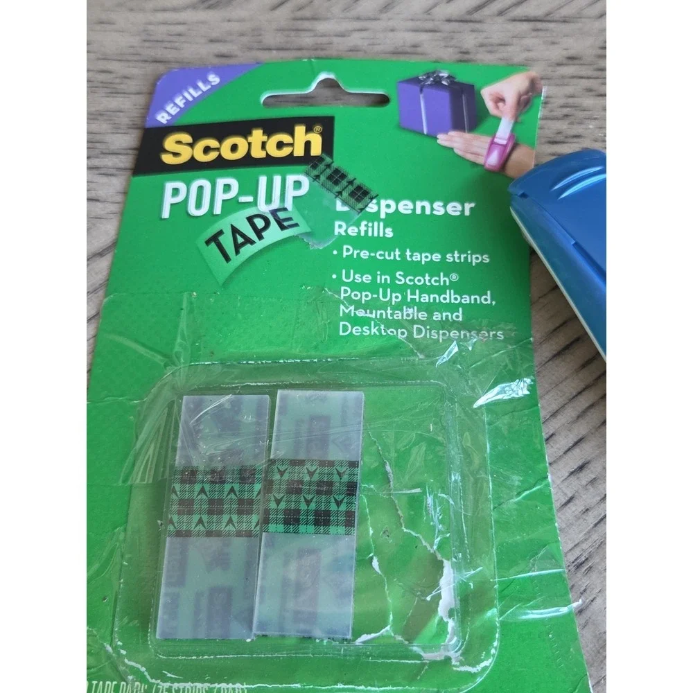Scotch Pop Up Tape Handband Dispenser With Tape Refill Strips New Aqua Blue